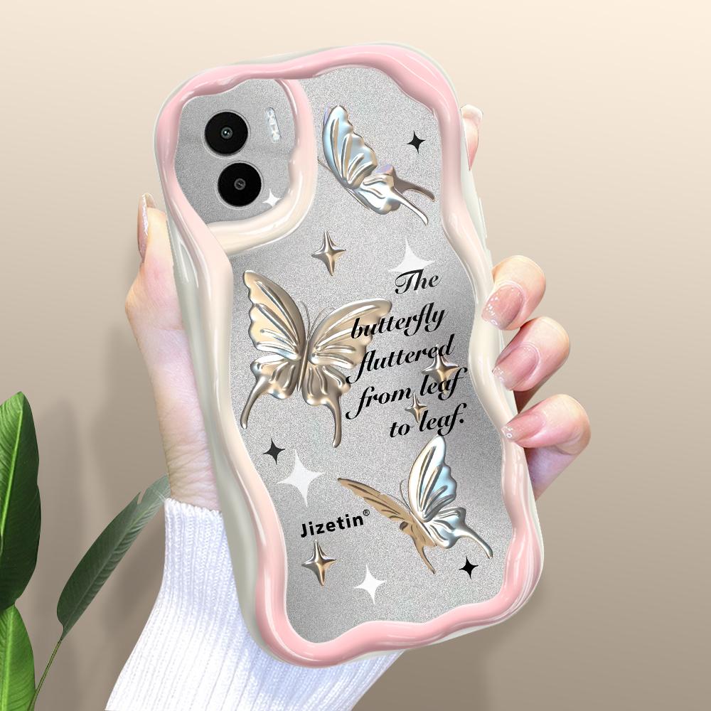 Roztomilý kreslený vzor krémová textura pouzdro vlnitý okraj měkký silikonový kryt pouzdro na telefon pro Xiaomi Redmi