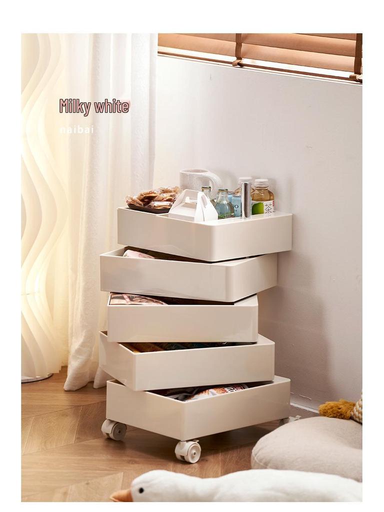 Nordischer rotierender Aufbewahrungsschrank: Verstellbarer Nachttisch & Kosmetik-Organizer