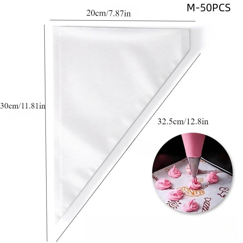 50pcs Disposable Transparent Piping Bag Pastry S Icing Fondant Cake Cream for Decorating Pastries Cakes Baking Tools S M L