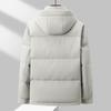 Winter New Solid Color Jacquard Three-proof Mid-length Down Jacket for Men Thickened White Duck Down Cold-proof Hooded Down Jacket for Men