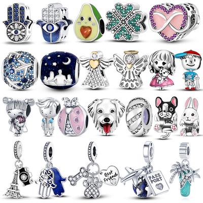 925 Silver Charms Sister Travel Airplane Fit Original Diy βραχιόλι Diy Lucky Clover Angel Bead For Bangle Jewelry κατασκευή