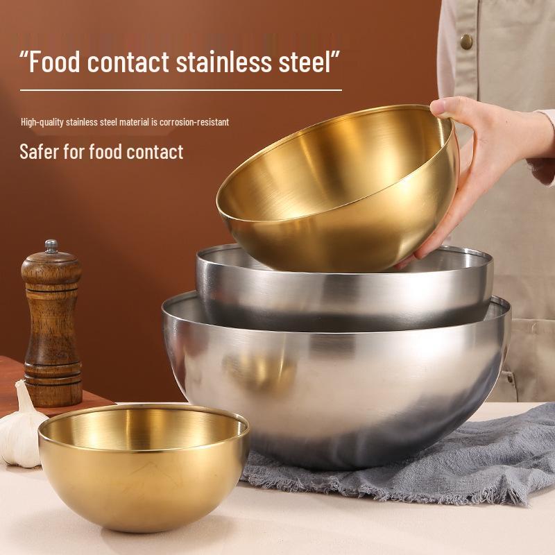 304 Stainless Steel Brushed Salad Bowl - Versatile for Cooking, Mixing, and Serving