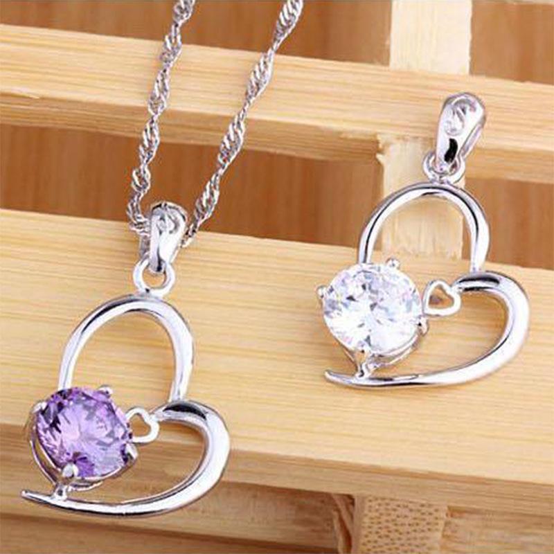 Trendy Korean Style Women's 925 Sterling Silver Heart-to-Heart Necklace