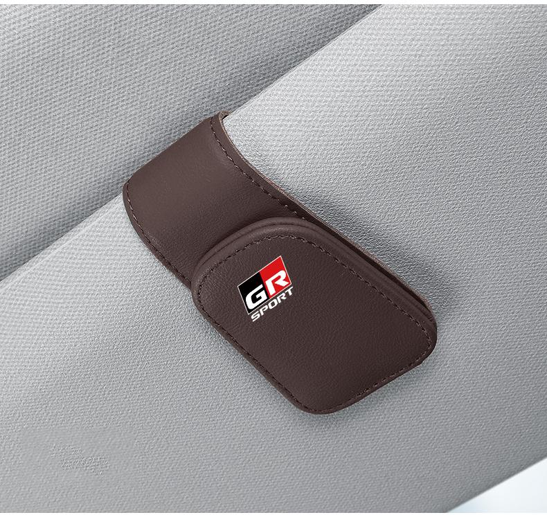 Car Accessories Sun Visor Sunglasses Holder PU leather Glasses Clip For Toyota Corolla Yaris Aygo Prius CHR Camry Auris Avensis
