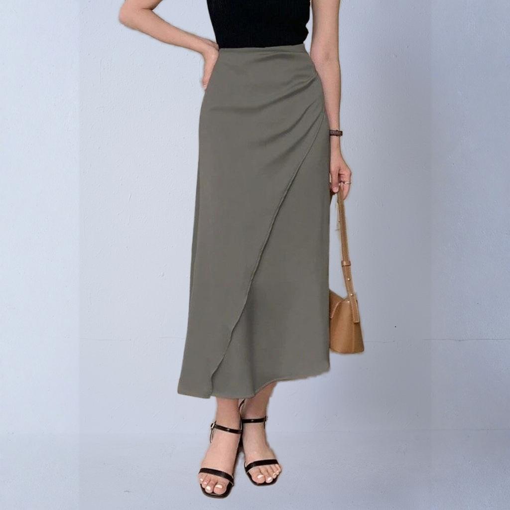 Women's Elegant And Fashionable Knitted -color Midi Skirt
