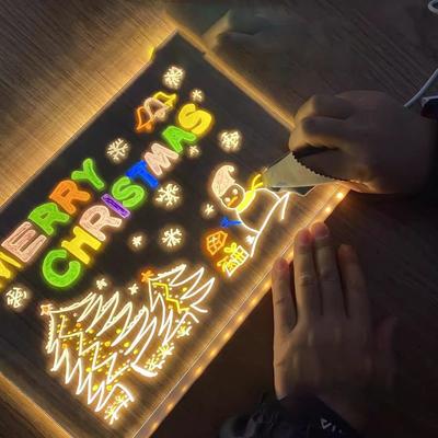Led Light Up Acrylic Message Board Erasable Usb Children'S Drawing Board Diy Tools For Birthday Gifts Bar Advertising Boards
