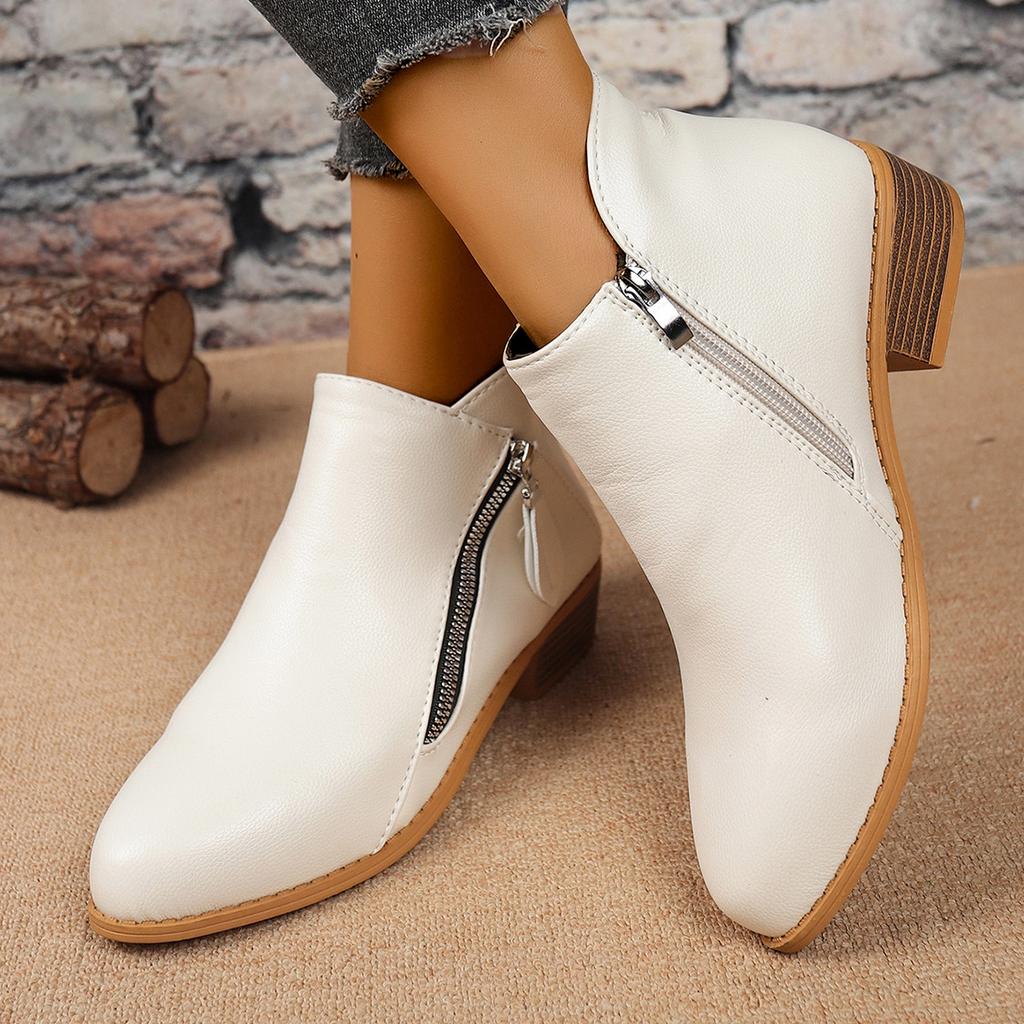 Booties for Women,Women's Casual Dress Low Heeled Booties. V Cut Fashion Thick Heel Design Shoes