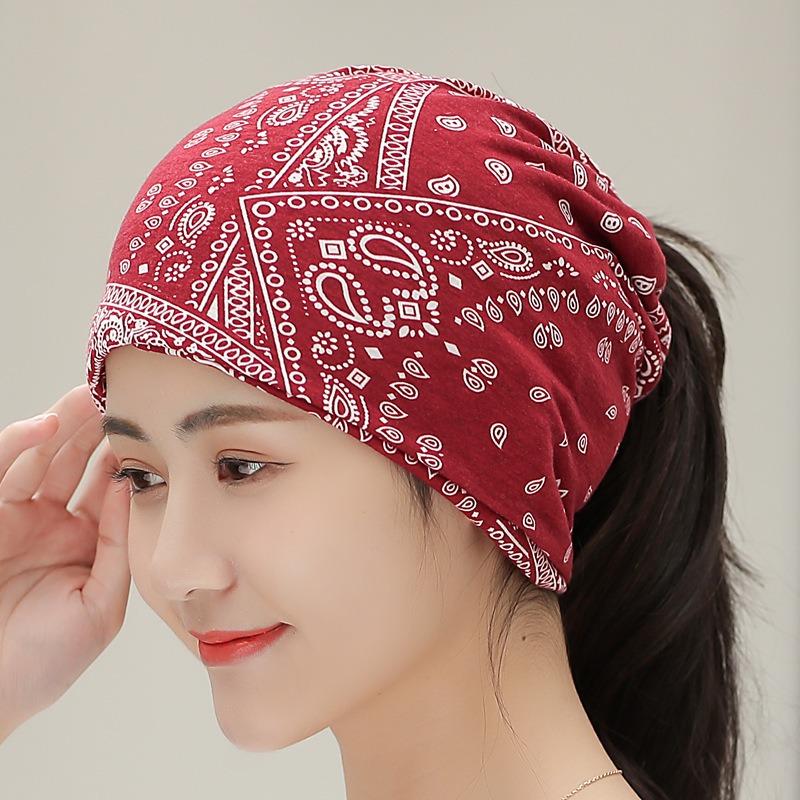 Soft printed thin cotton men's and women's headgear hip hop hipster fashion pullover hat scarf cover dual-purpose hat
