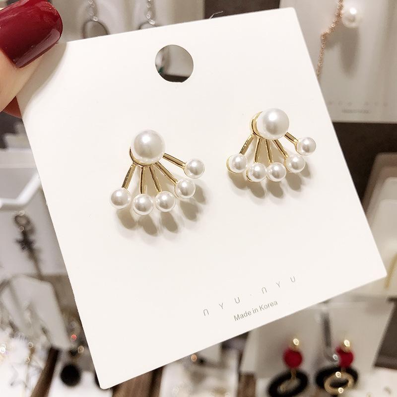 925 Silver Needle Temperament High-end Full Diamond Pearl Earrings Women's ins Wind Geometric Earrings Korean Light Luxury Earrings