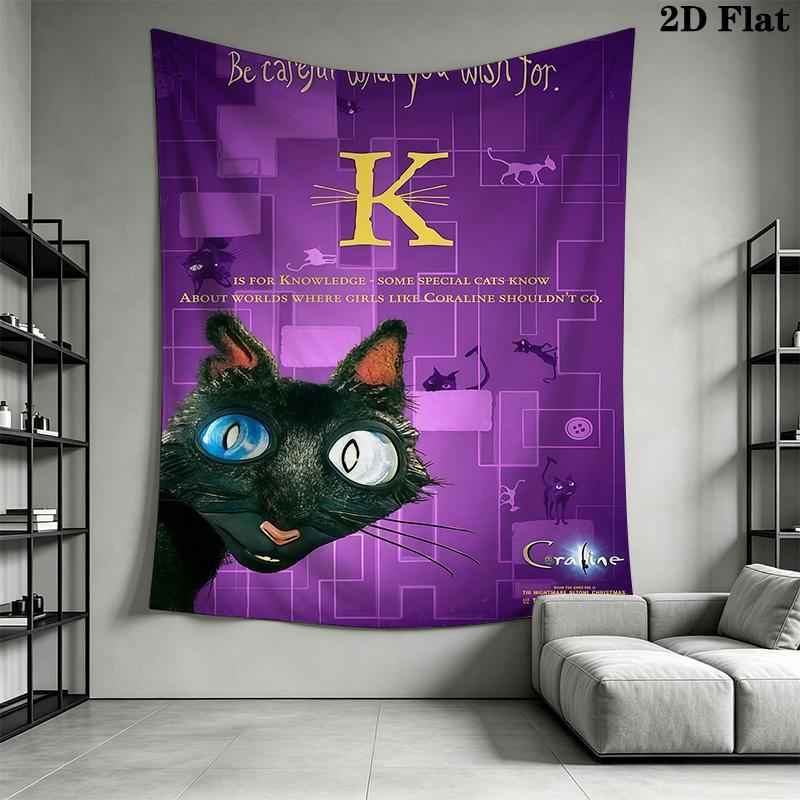 Coraline Tale Darkness Wonder Tapestry Wallmounted Fashion Print Homestay Soft Decoration Tapestry Atmospheric Background Cloth Christmas Gift