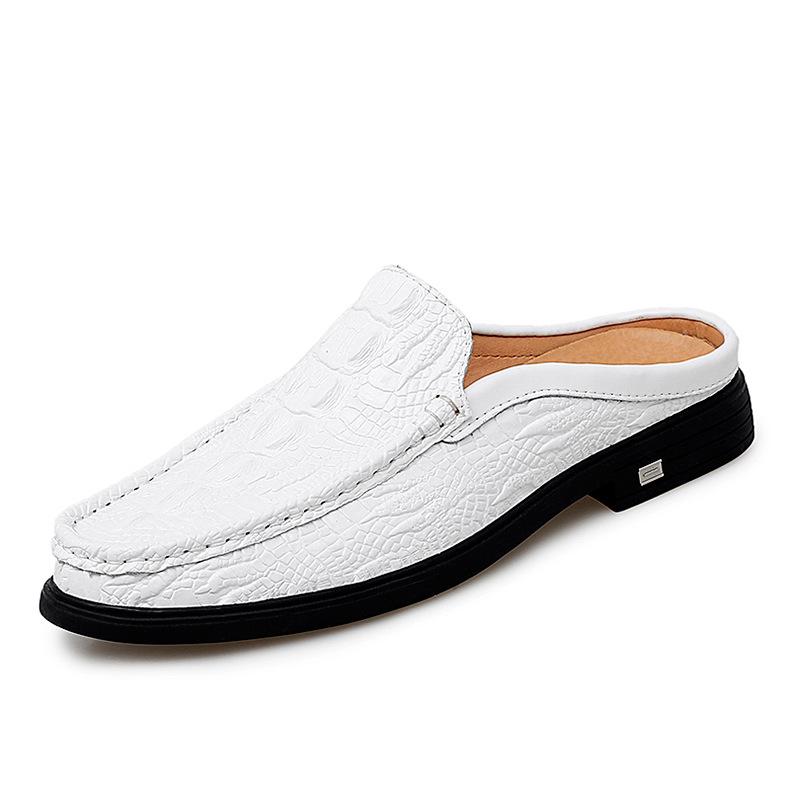 Men s Crocodile Pattern Slip-on Loafers - Spring Collection 43 белый
