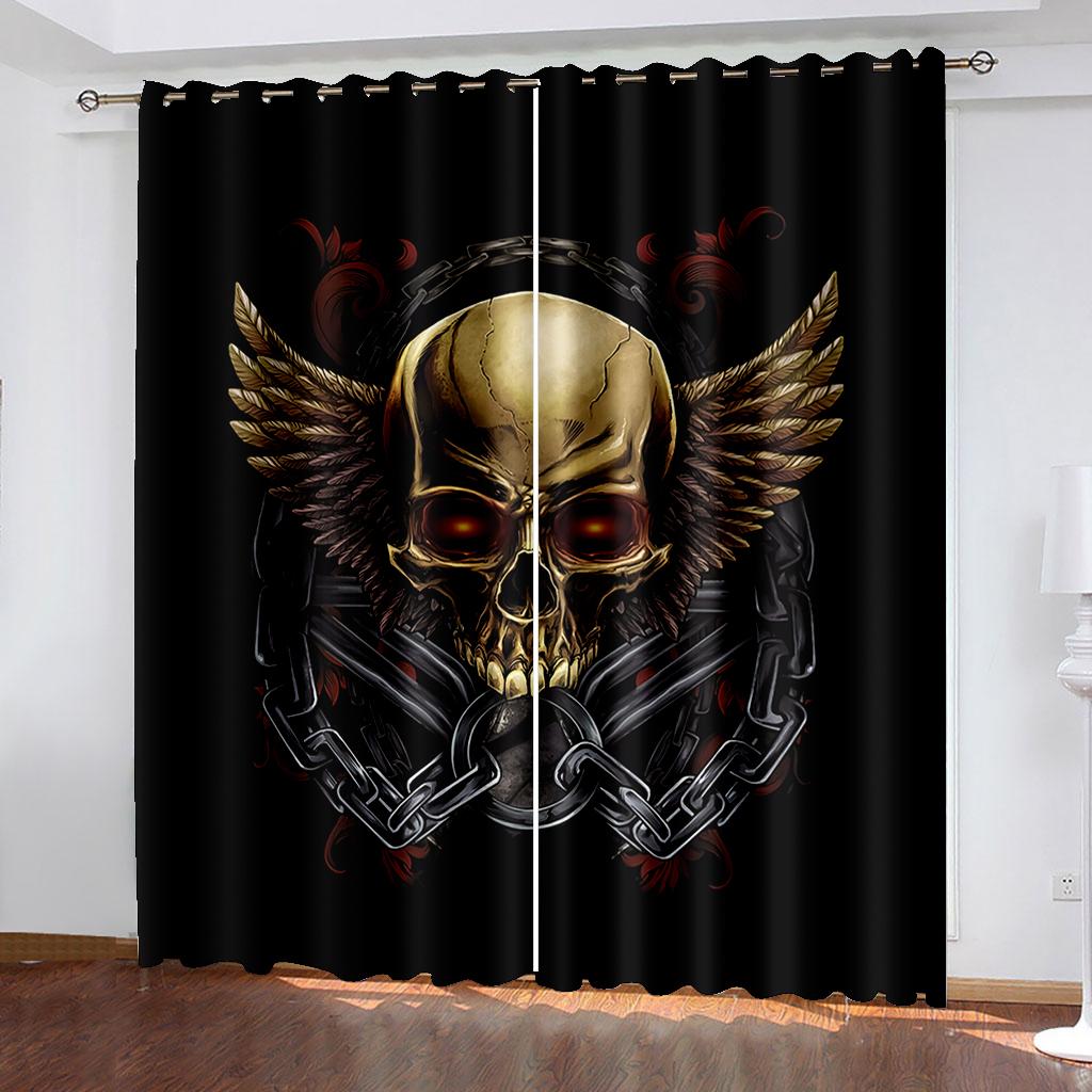 Sexy Skull Couple Elegant Bedroom Curtains for Living Room Bedroom Skull Window Curtain Shading Kitchen and Thermal Insulation