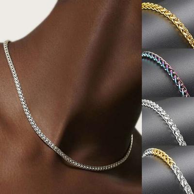 Franco-Kette für Männer Jungen Minimalistisches Edelstahl-Halskette Frauen Tägliches Tragen Hip-Hop-Schmuck Geschenke Breite 3mm Länge 60cm C024