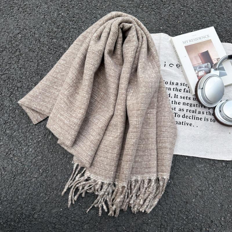 New Solid Color Scarf Couple Winter Shawl Dual-purpose Warm Long Thickened Fringed Scarf