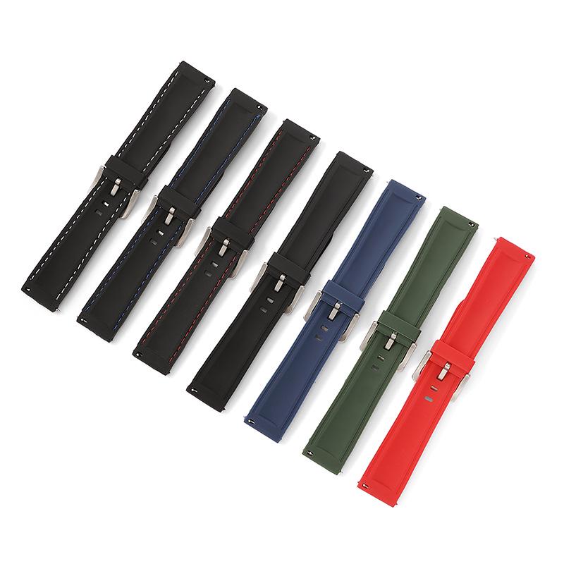 Waterproof Silicone Watch Strap with Stitching and Switch Lugs, Available In 18mm, 20mm, 22mm, and 24mm