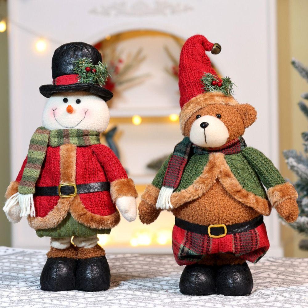 Bear Knitted Christmas Doll Kawaii Santa Claus Stretch Doll Long Legged Elk Doll  Children