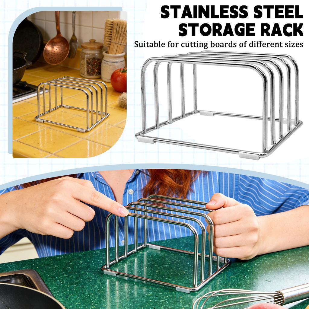 1pc Stainless Steel Chopping Board Storage Rack, Suitable For Storing Thin Chopping Boards And Plates The Countertop