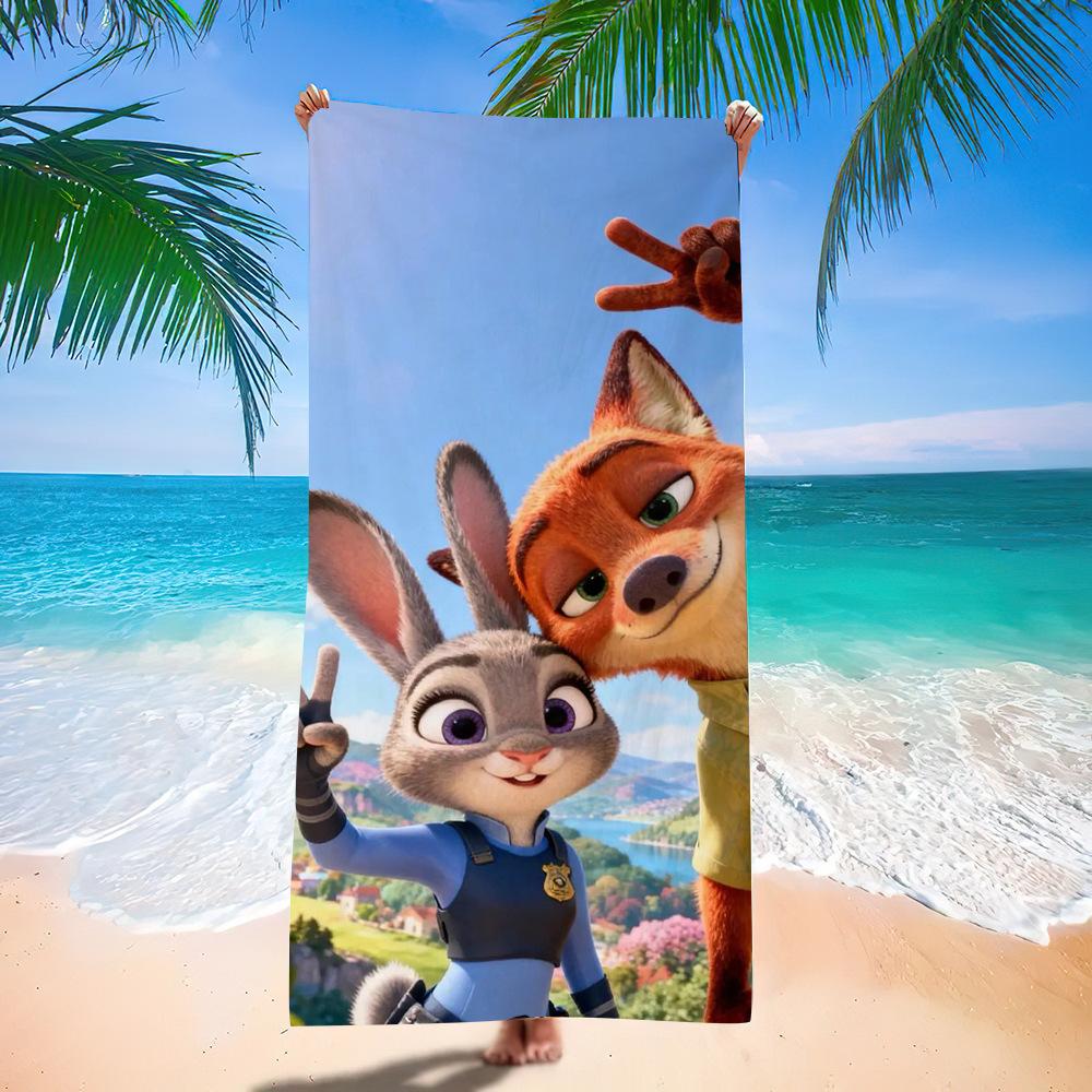 Zootopia Beach Towel Microfiber Bath Towel Kids Cartoon Week Judy Nick Quick Dry Towel