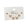 Copper-Plated Gold Hollow Butterfly Zirconia Earrings - Six-Piece Set