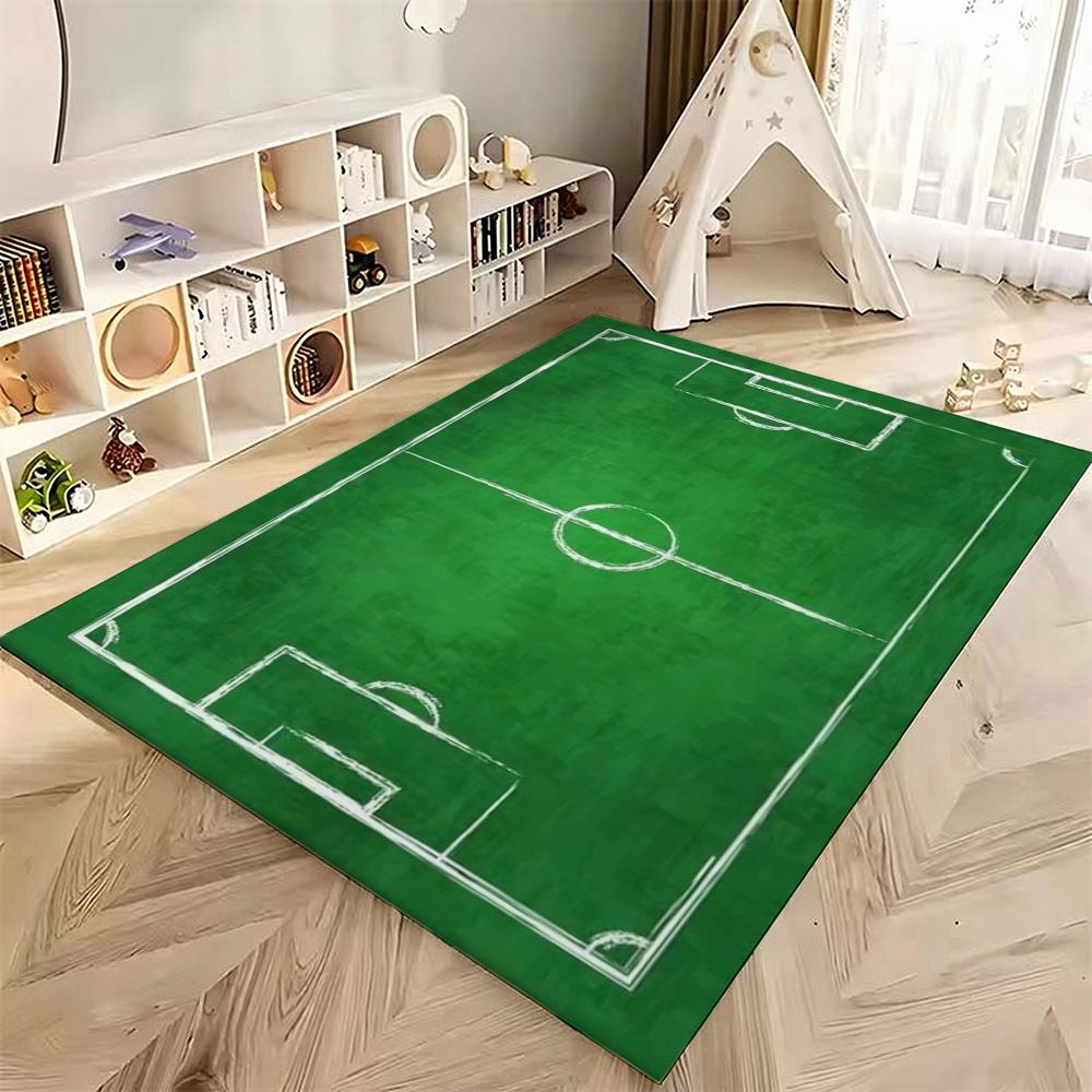 Green Soccer Field Indoor Rug Soft Nonslip Carpet For Living Room Play Area Hallway Home Party Decor Valentine'S Day Gift