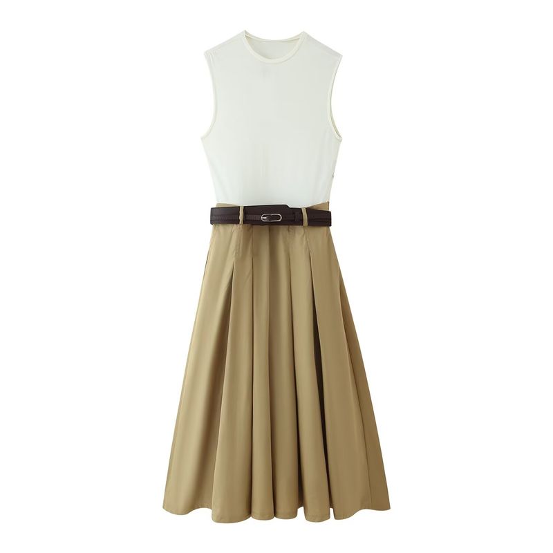 Araltay New Arrival Fashion Style Women's Clothing Fashion All-Match with Belt Patchwork Sleeveless Dress 0387080170