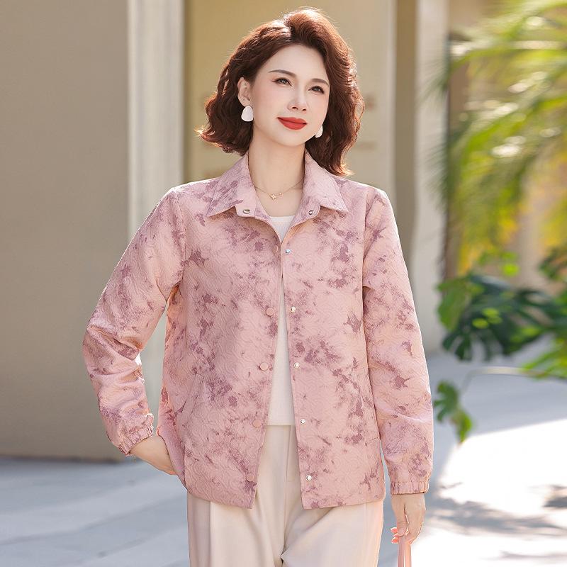 

Spring 2026 Floral Plus Size Top for Middle-aged & Elderly Women - Casual Chinese Style XL (90-105 lbs) розовый