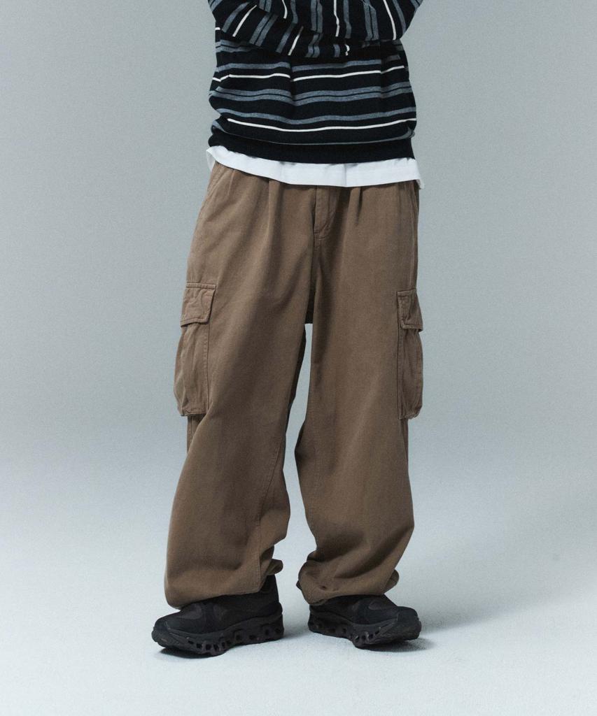 WMC Washed Elastic Cargo Pants_Khaki