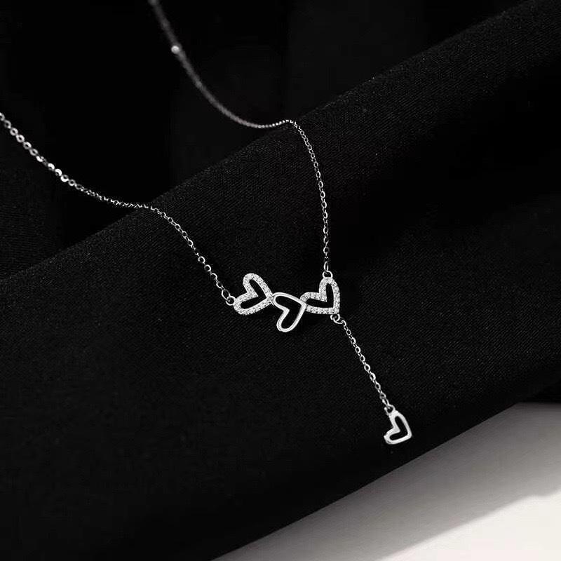 Love Tassel Necklace Women'S Niche High-End Sense Light Luxury Design Heart-Shaped Pendant Ins Romantic Line Collarbone Chain Quality