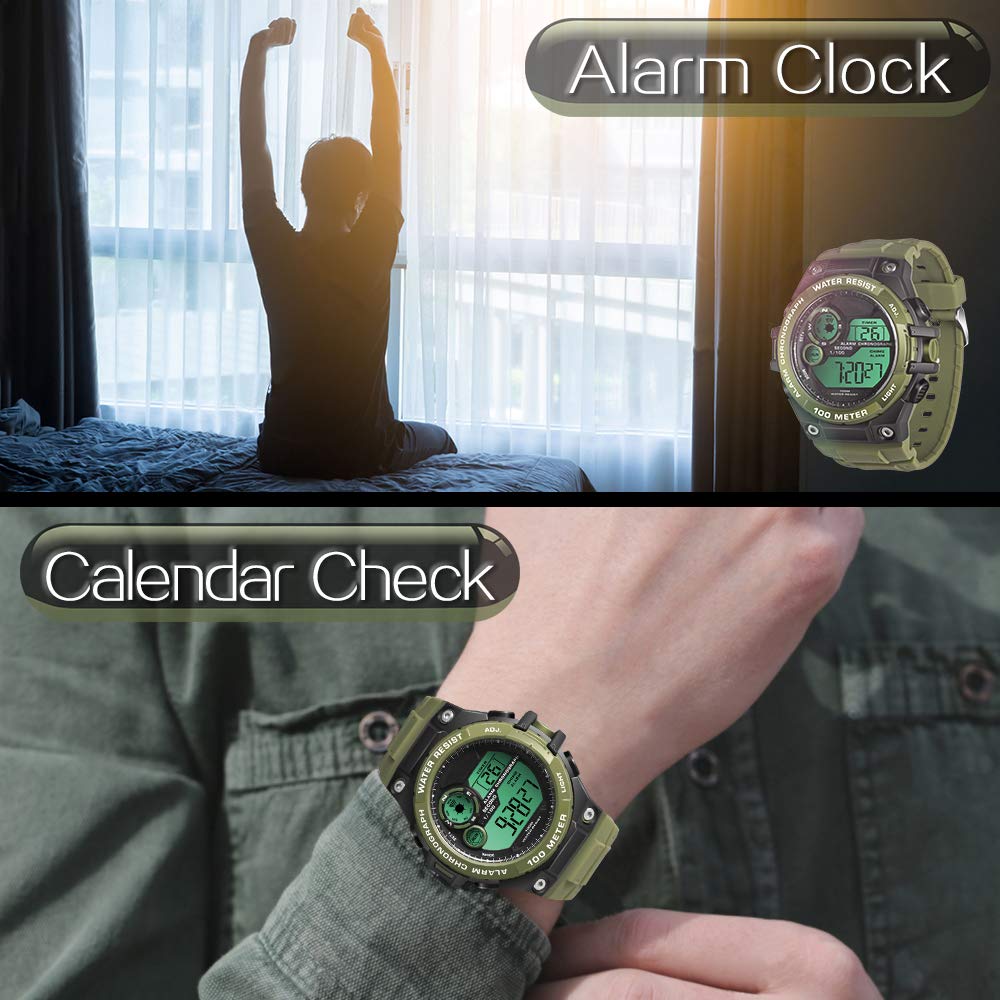 Multi-function 10 ATM Water Resistant Men's Watch, Perfect for Swimming, Diving, and Surfing, with Alarm, Calendar, Stopwatch, Dual Time, and 12-hour