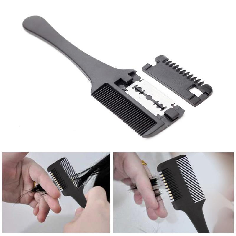 1PC Trimmer Black Handle Hair Razor Cutting Thinning Comb with Blades