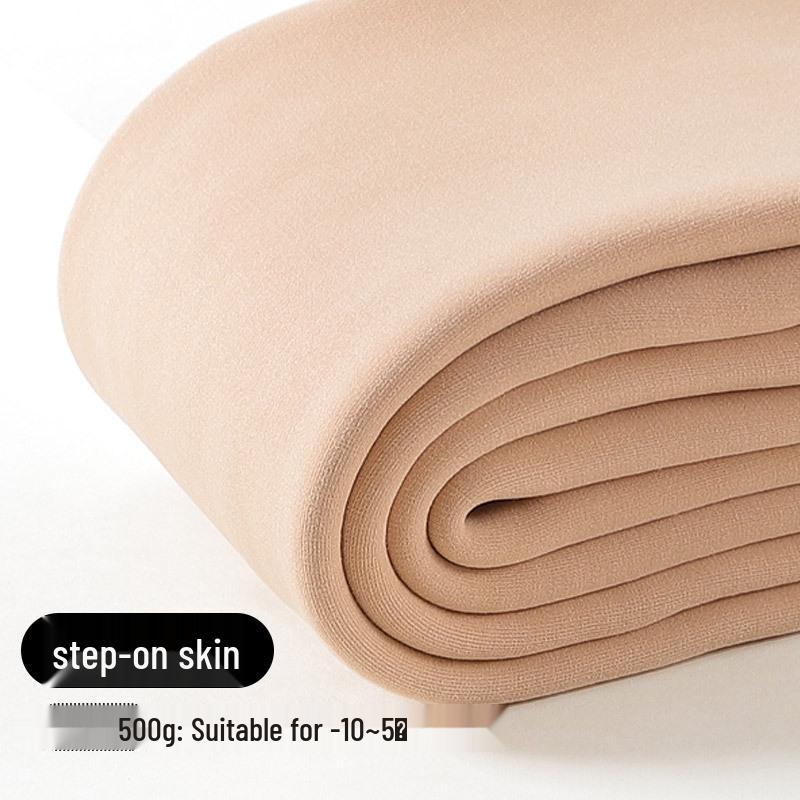 Women's Fleece-Lined Nude Footed Tights, Thick Base Layer Stockings, Plus & Petite Sizes, Leg-Enhancing, Autumn/Winter Outerwear