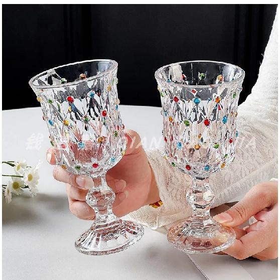 Elegant Glass Champagne Cup Set Creative Hand-Painted High-Aesthetic Value Red Wine Glasses French Style Beverage Accessories