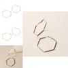 Contemporary Hexagon Geometric Ear Rings With Electroplated Gold For Stylish Office Wear