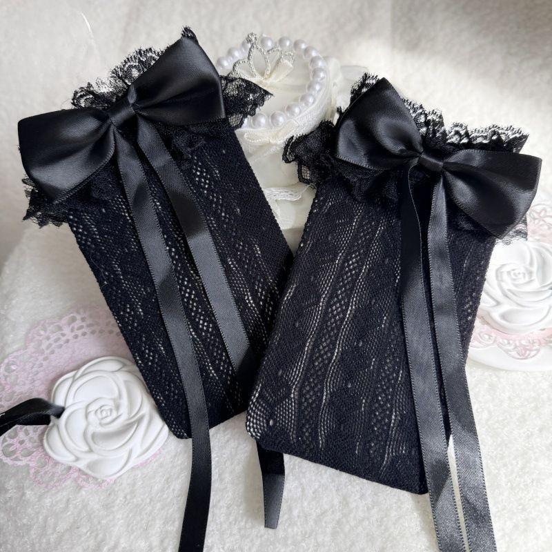 Japanese-Style JK Lace Bowknot Calf Socks | Lolita Soft Girl Ruffle Thin Socks