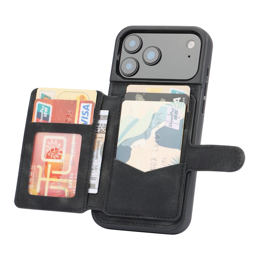 For iPhone 17 Pro Case Wallet Card Slot TPU+PU Leather Back Phone Cover
