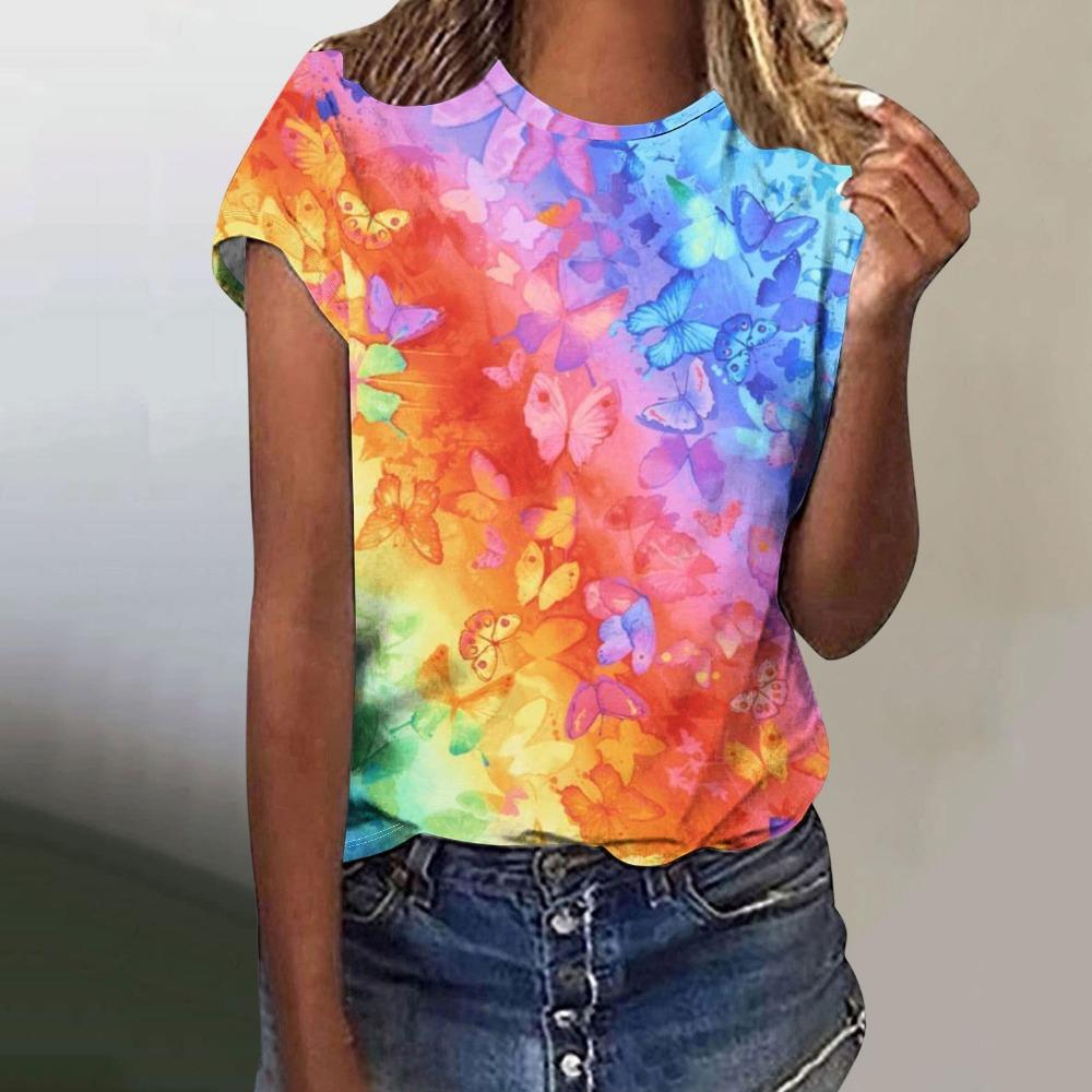 Flower Bird Butterfly 3D Print T-Shirt Women's O-Neck Casual Short Sleeve T Shirt Streetwear Harajuku Tees Tops Female Clothing