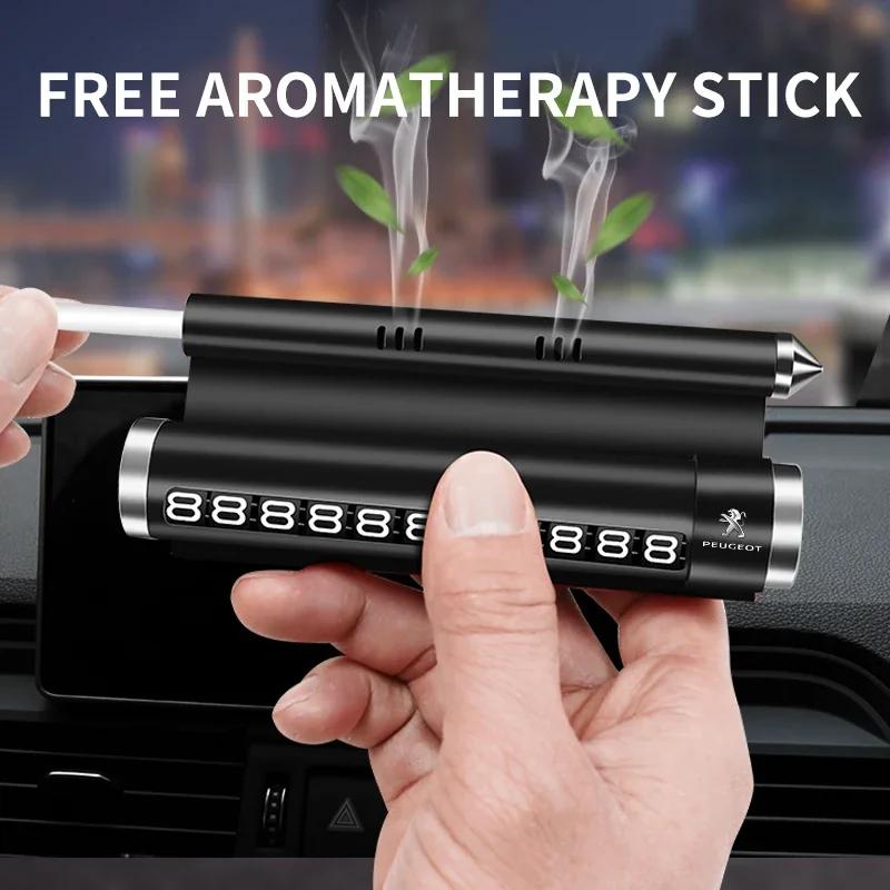 Car Temporary Parking Card Rotate Phone Number Plate Aluminum Parking For Peugeot 307 308 3008 207 208 407 508 2008 5008 107 106