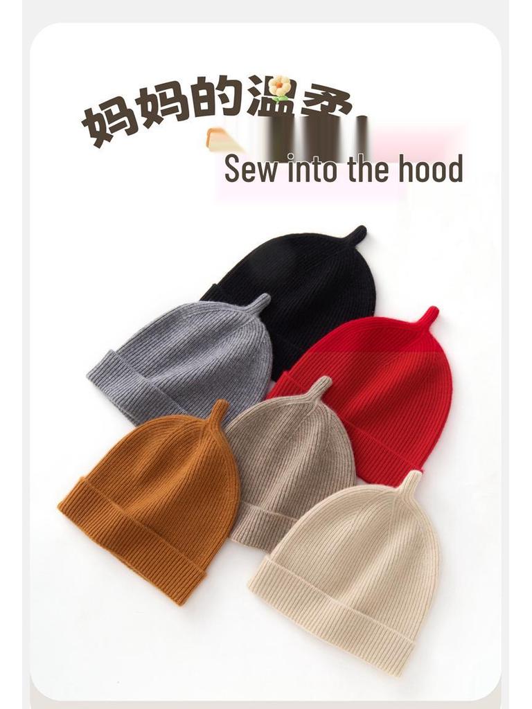 Children's Cashmere Wool Knit Ear Protection Hat - Cute, Versatile, and Warm for Babies and Toddlers.