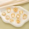 New 10Pcs Geometric Gold Rings Set for Women Vintage Fashion Jewelry Smooth Irregular Party Rings