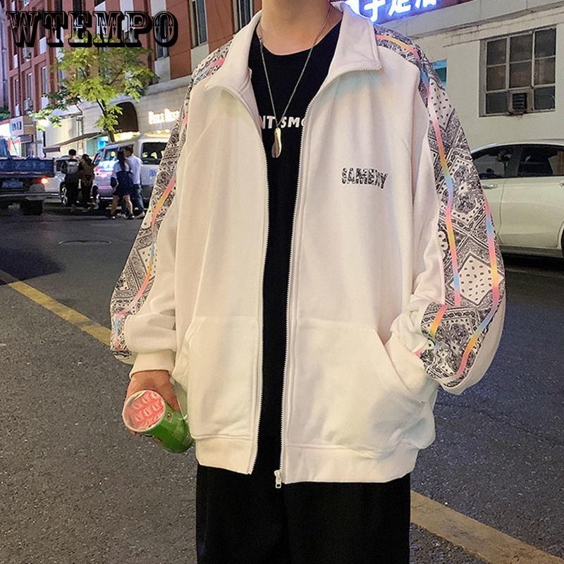 

Весенне-осенний тонкий кардиган с принтом кешью, мужской свободный свитер с семью красочными полосками и воротником-стойкой, повседневная куртка, куртка