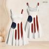 Women Plus Size Off Shoulder Sleeveless Strappy Star Stripe Printed Flared Dress