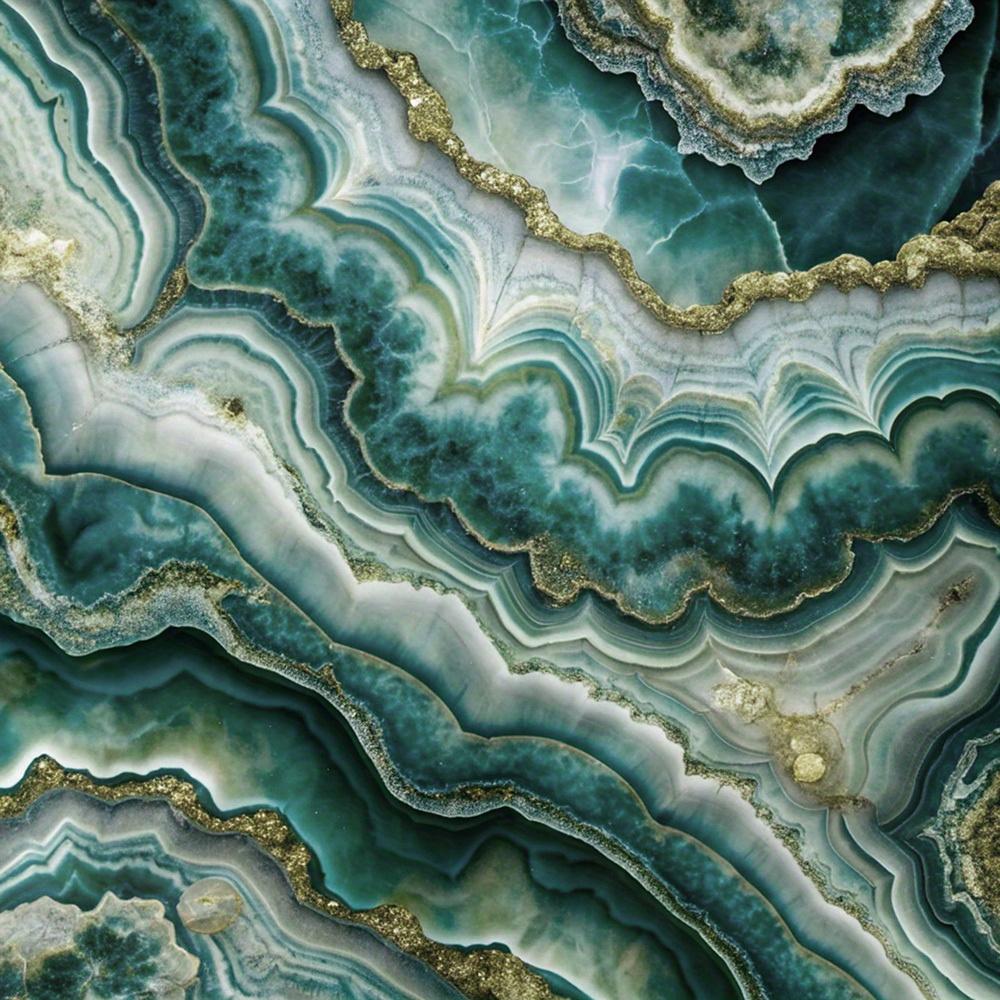 Luxury Marble Golden Shower Curtain - Nordic Light Blue & Green Design, Polyester, Machine Washable, Elegant Bath Partition, 1pc