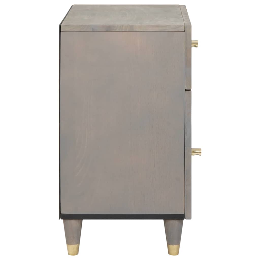 Nightstand with Door Gray 50 x 33 x 60 cm Solid Mango Wood