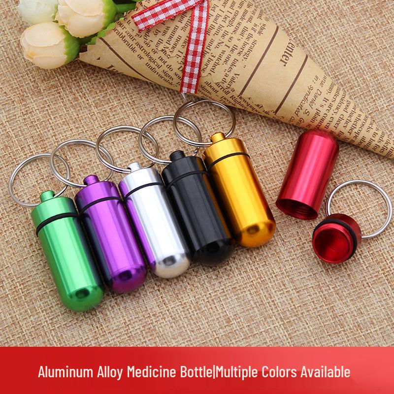 Aluminum Keychain Mini Waterproof Pill Canister - Portable Outdoor Sealed Capsule