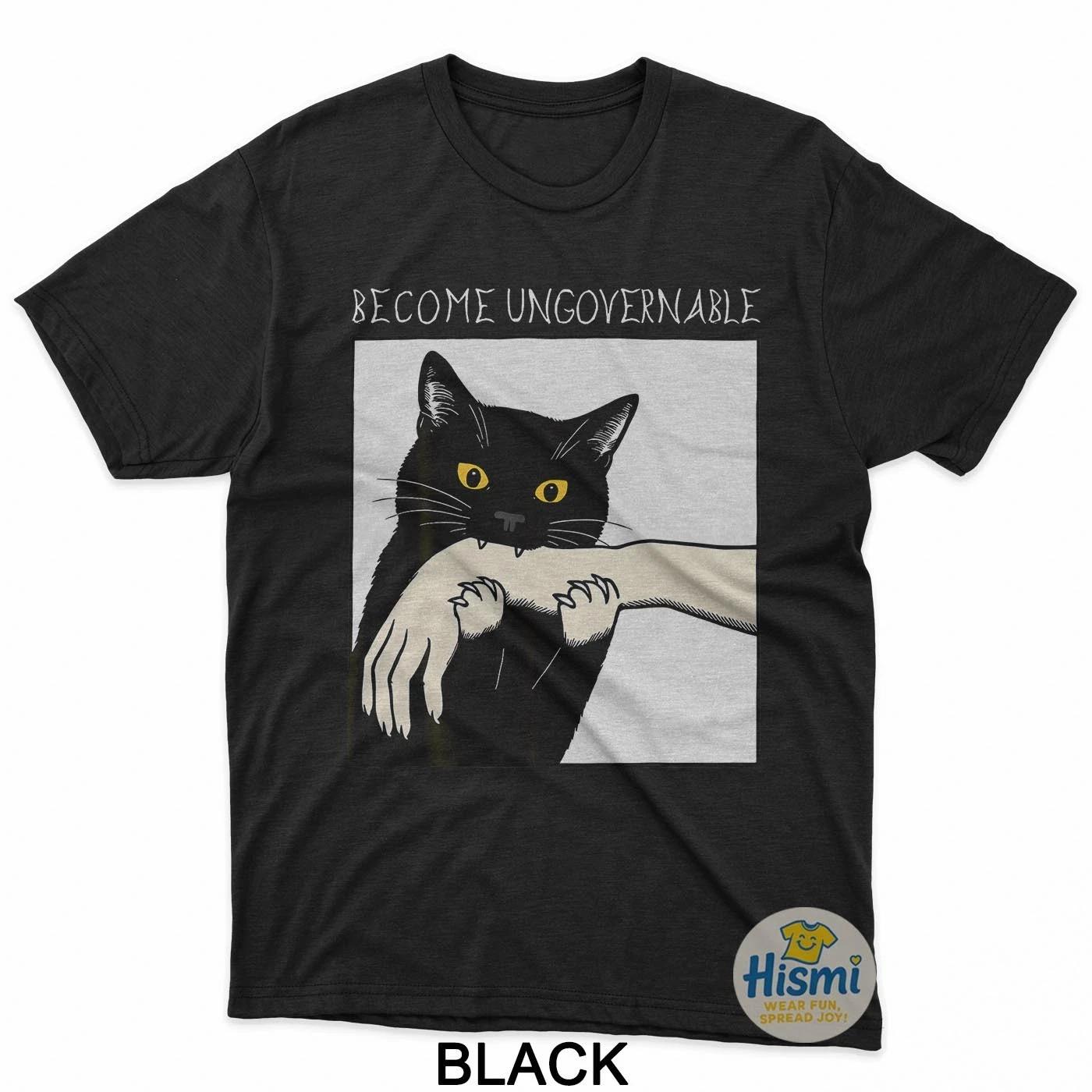 Become Ungovernable - Black Cat Biting Hand Funny Meme T-Shirt XL
