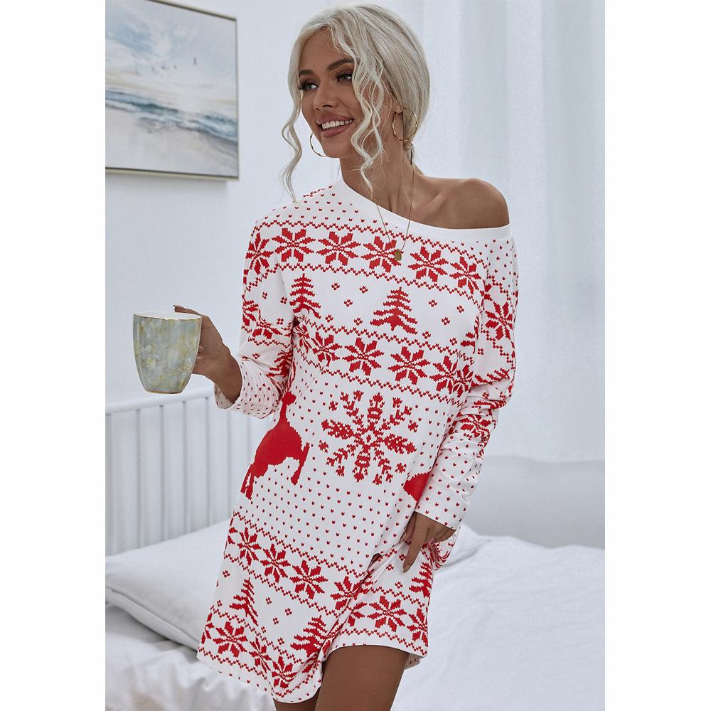 

Женщины Рождественское платье с длинным рукавом с принтом Из лося