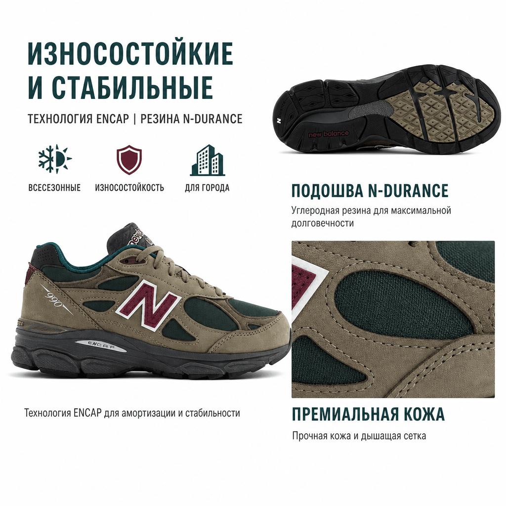 Teddy Santis X New Balance 990v3 Made In USA Green Purple Unisex Sneakers M990GP3
