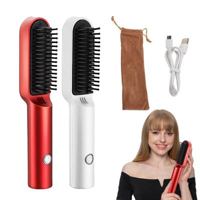 Mini Hair Straightener USB Wireless Rechargeable Curling Double Use Hair Straightener Curly Hair Styling Comb