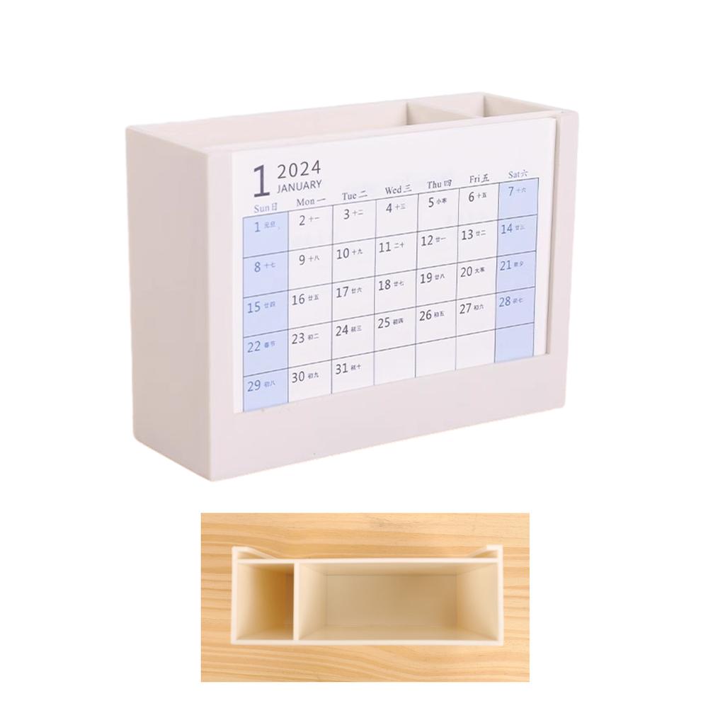 2-IN-1 Stifthalter mit Schreibtischkalender Multifunktionaler Schreibtisch-Bleistifthalter mit Monatskalender Schreibtisch-Organizer