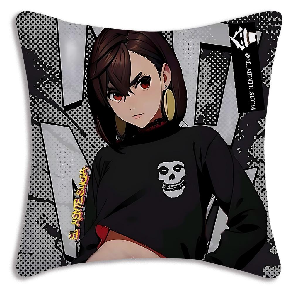 Comic cartoon D-Dandadans Pillow Covers Cartoon Sofa Decorative Home Double-sided Printing Short Plush Cute Cushion Cover